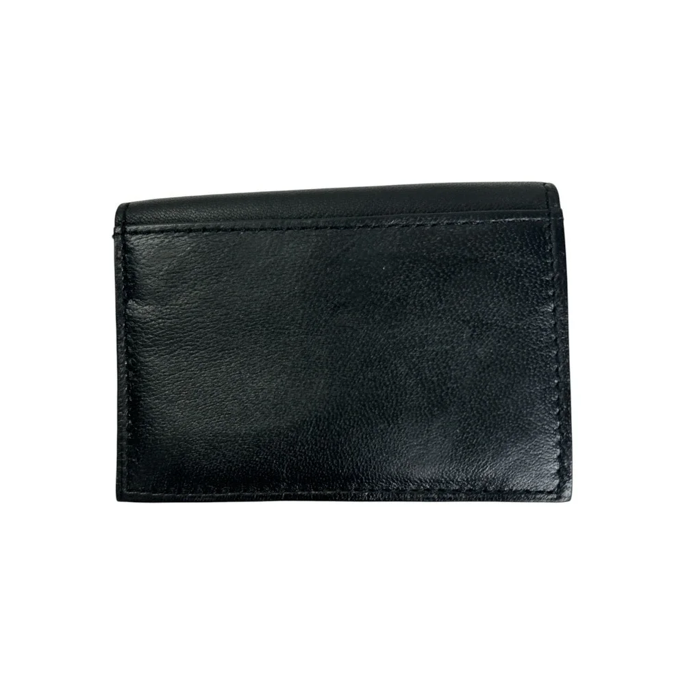 Minimalist Black Genuine Leather Bifold Card Wallet & ID Case Slim